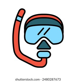 Snorkel set icon. Red snorkel, blue mask, underwater gear, diving equipment, swimming, aquatic, water sports, adventure, ocean exploration.