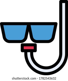 snorkel vector flat color icon 