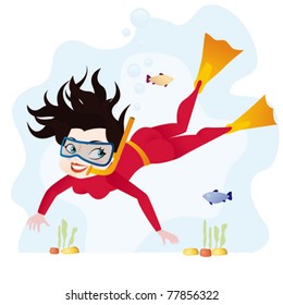Snorkel woman in the sea