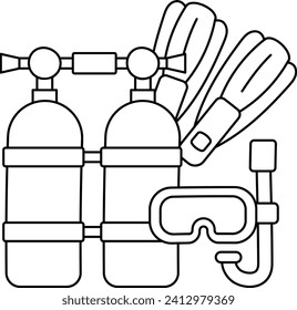 Snorkeling activity Concept, Underwater swimming equipment Vector Design, Wandering and Leisure Symbol, Touring and Pleasure Sign, Odyssey and Escapade Stock illustration,