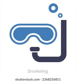 Concepto de icono de buceo y buceo con gafas