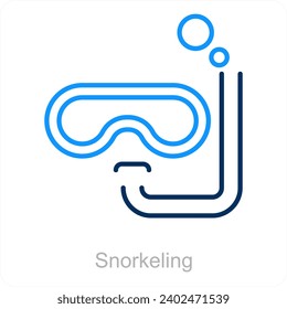 Snorkeling and diving goggles icon concept