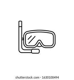 snorkeling, diving mask, sports and competition, dive line icon on white backgro