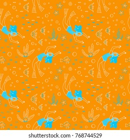 Snorkeling diving seamless pattern.