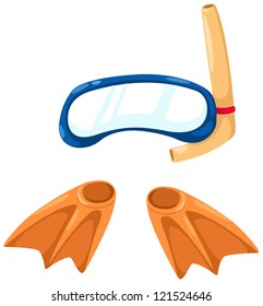 snorkeling equipment and flippers vector