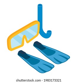 Snorkeling equipment icon. Isometric illustration of snorkeling equipment vector icon for web