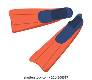 Snorkeling Flippers Diver Item, Scuba Diving Equipment of Modern Design. Underwater Rubber Footgear Swimming in Sea, Ocean or Pool Isolated on White Background. Cartoon Vector Illustration, Icon