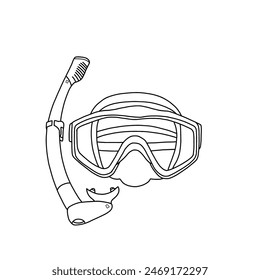 Snorkeling gear dive mask and snorkel for professionals. Vector illustration flat sketch fashion illustration isolated on a white background