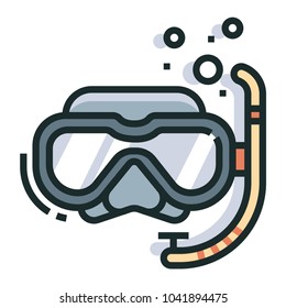 Snorkeling gear Line color icon