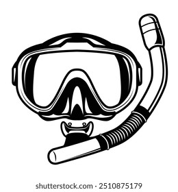 Snorkeling Gear vector illustration. Black and white diving goggles