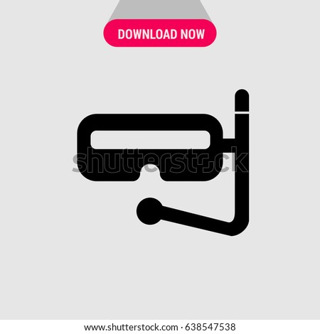 Snorkeling goggles Vector Icon, The speacial glasses for swimming with pipe symbol. Simple, modern flat vector illustration for mobile app, website or desktop app  