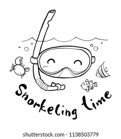 snorkeling hand drawn