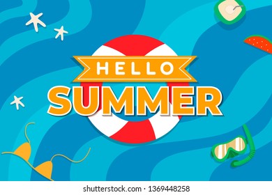 Snorkeling hello summer design vector