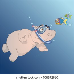 snorkeling hippo / underwater entertainment hippo, watching fish