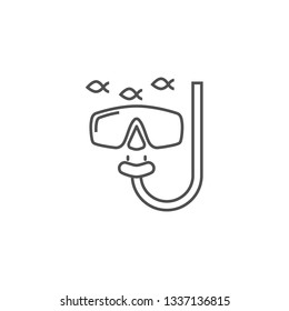Snorkeling Icon. Snorkeling Related Vector Line Icon. Isolated on White Background. Editable Stroke.