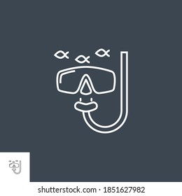 Snorkeling Icon. Snorkeling Related Vector Line Icon. Isolated on Black Background. Editable Stroke.