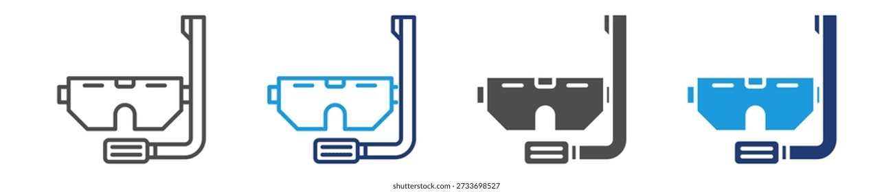 Conjunto de iconos de buceo con varios estilos