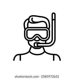 snorkeling icon vector, line style icon