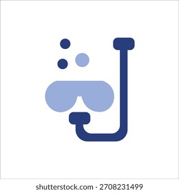 snorkeling icons. simple colored vector