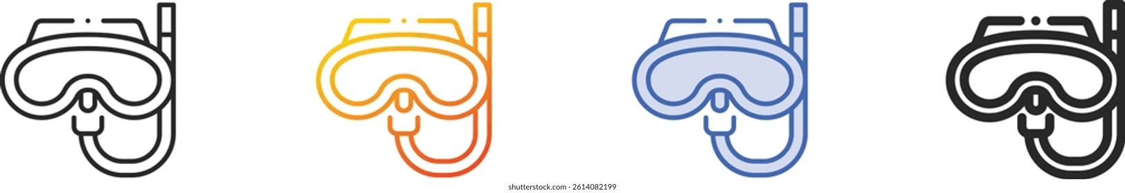 snorkeling icon.Thin Linear, Gradient, Blue Stroke and bold Style Design Isolated On White Background