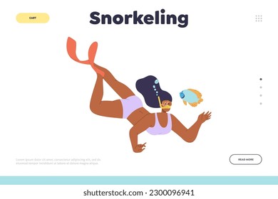 Snorkeling Landing page design template for online service offering summer water activity at resort
