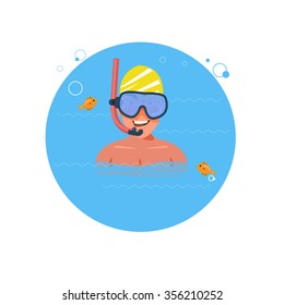 Snorkeling man. character design - vector illustration