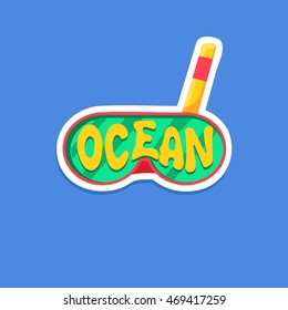 Snorkeling Mask Bright Color Summer Inspired Sticker With Text