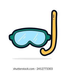 Snorkeling mask doodle icon. Vector illustration in flat style.