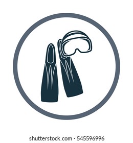 Snorkeling mask and flippers icon. Simple design for web and mobile
