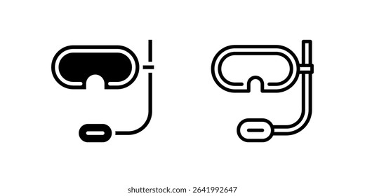 Snorkeling mask icon set for underwater travel and sea activity visuals