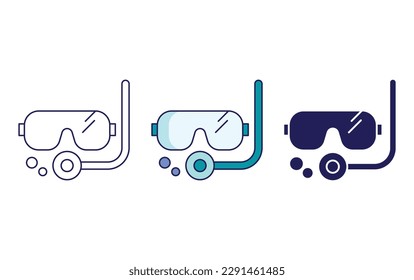 snorkeling mask line and solid illustration icon