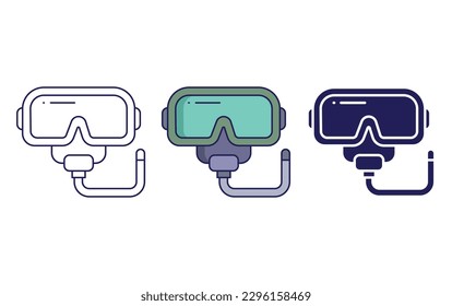 snorkeling mask line and solid illustration icon