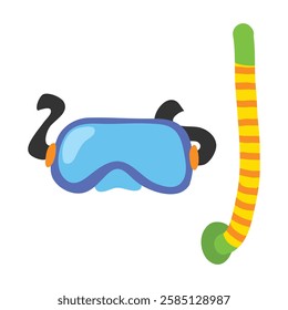 Snorkeling mask and snorkel flat icon isolated on white background