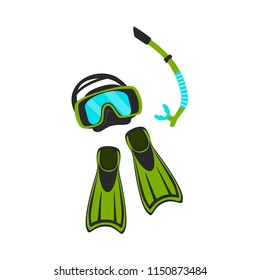 snorkeling mask and swimfins isolated vector illustration