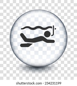 Snorkeling on Transparent Round Button