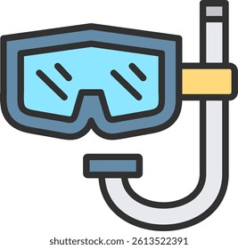 Snorkeling Outline Filled Style Icon
