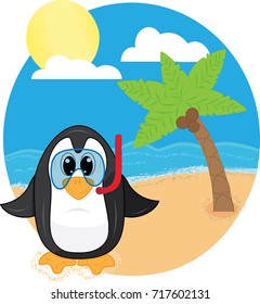 Snorkeling Penguin at the Beach