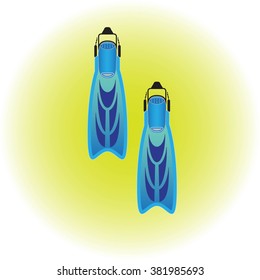 Snorkeling or Scuba Fins or Swimming flippers. Vector illustration