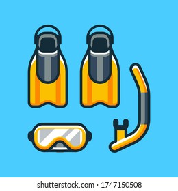 Snorkeling Set Icons Illustration. Scuba.