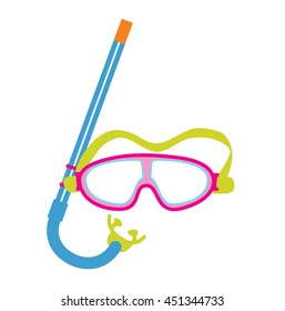 Snorkeling. Snorkel and mask icons. Vector illustration.