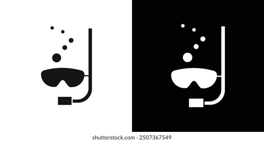 Snorkeling under water icon flat line symbol set.