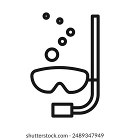 Snorkeling under water icon Vector symbol or sign set collection in black and white outline