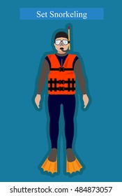 Snorkeling Underwater Diving Icon Flat Vector Illustration