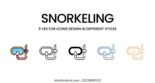 Snorkeling vector icons set stock illustration