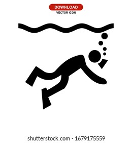 snorkelling icon or logo isolated sign symbol vector illustration - high quality black style vector icons
