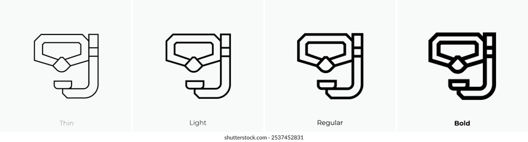 ícone de mergulho. Design fino, leve, regular e negrito, isolado no fundo branco