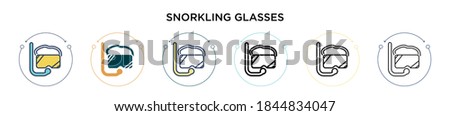 Snorkling glasses icon in filled, thin line, outline and stroke style. Vector illustration of two colored and black snorkling glasses vector icons designs can be used for mobile, ui, web