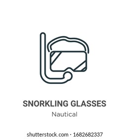 Snorkling glasses outline vector icon. Thin line black snorkling glasses icon, flat vector simple element illustration from editable nautical concept isolated stroke on white background