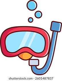 Snorkling with Water Bubble Vector Illustration Icon. Flat Cartoon Style