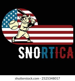 Snortica Baseball Buffalo American Flag Camiseta divertida